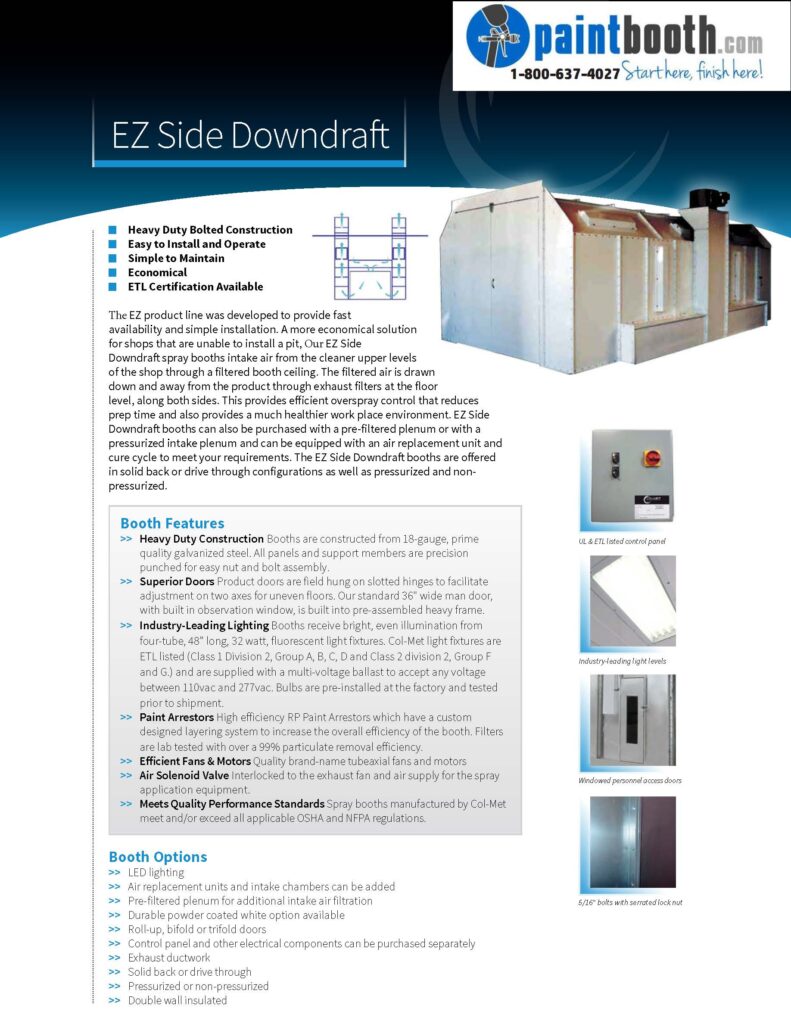 Side Down Draft Paint Booth Paintbooth