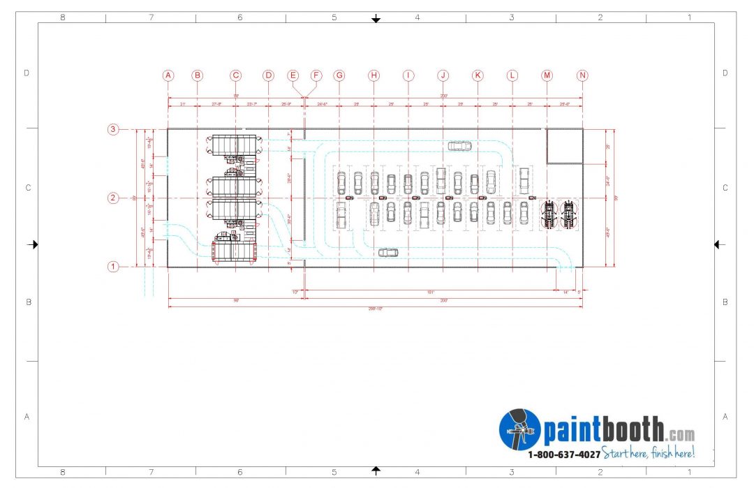 Medium Body Shop Layout Design | Paintbooth.com